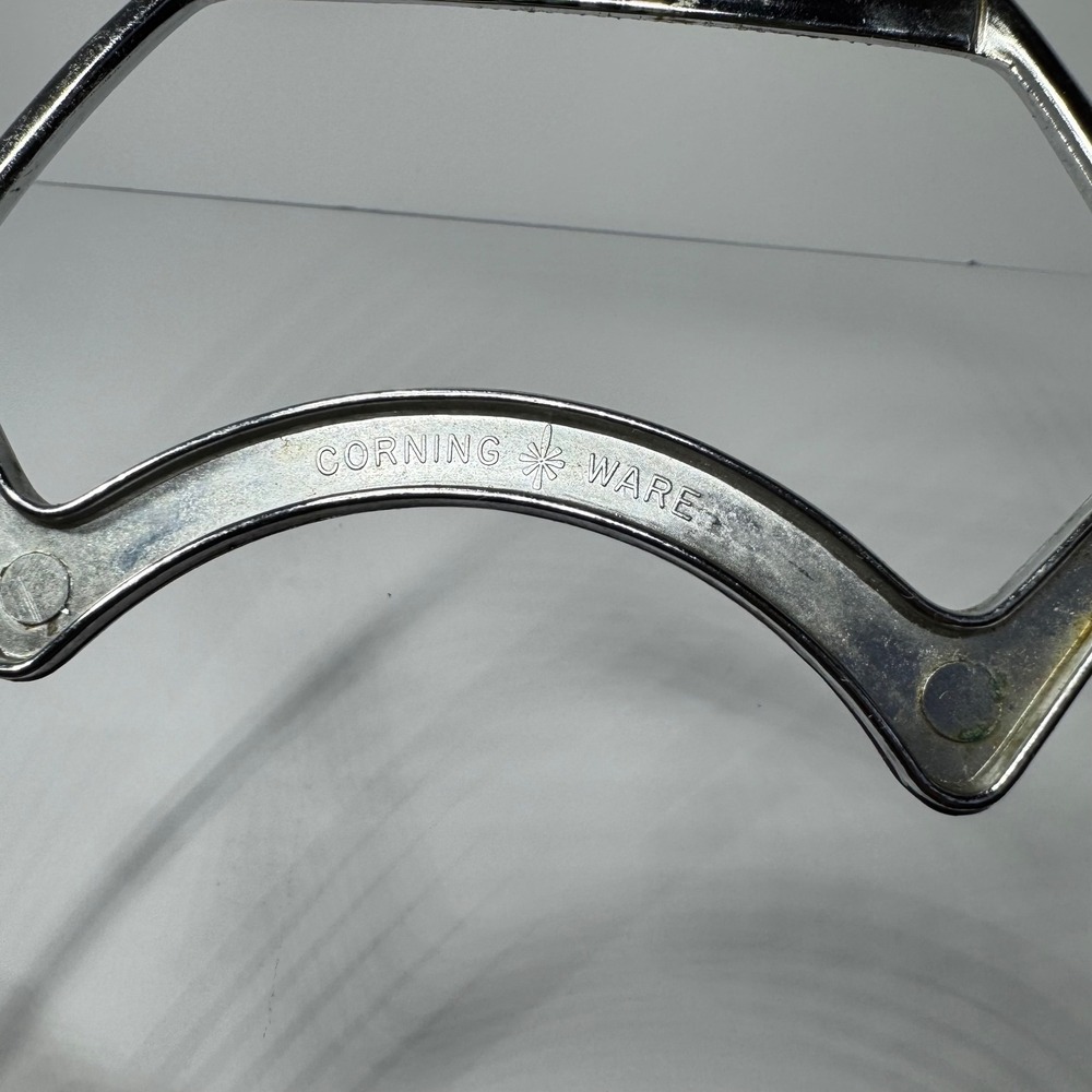 Vintage Corning Ware P-11-M Chrome‎ Serving Cradle Ribbed Handle Roaster Trivet - Picture 4 of 9